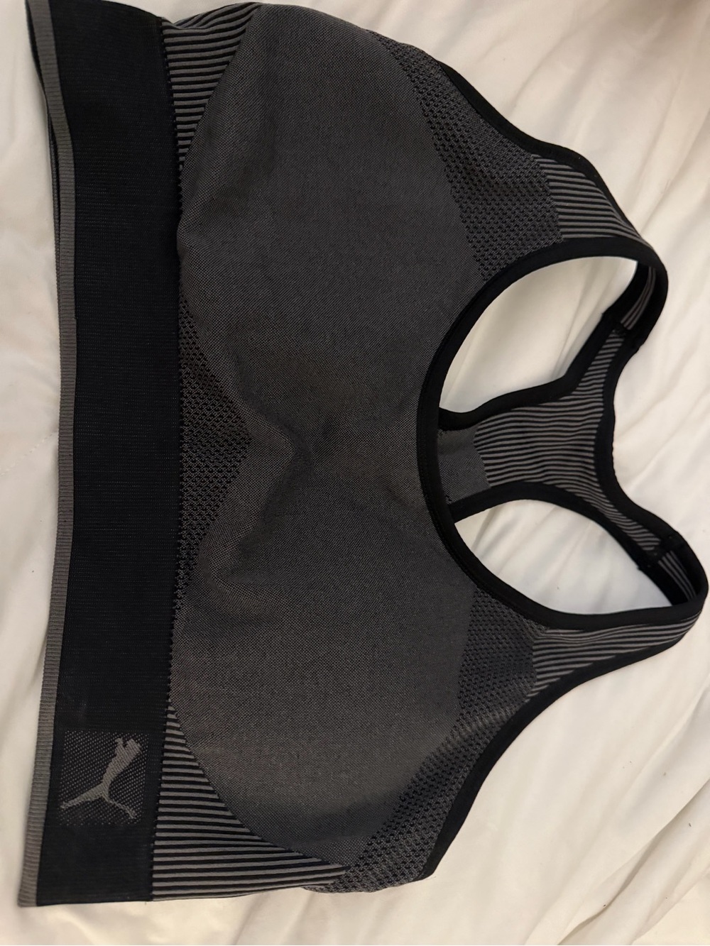 Puma Gray & Black Seamless Racerback Sports Bra